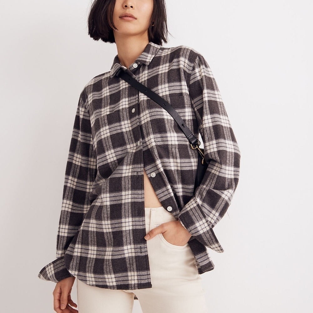 MADEWELL Oversized Ex-Boyfriend Swing Shirt in Pinella Plaid